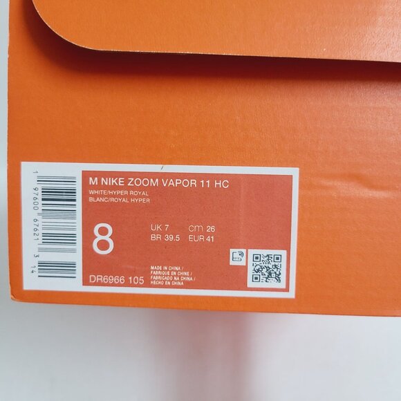 Nike Court Air Zoom Vapor 11 HC Tennis Shoes DR6966-105 Size 8 White Hyper Royal main image 11